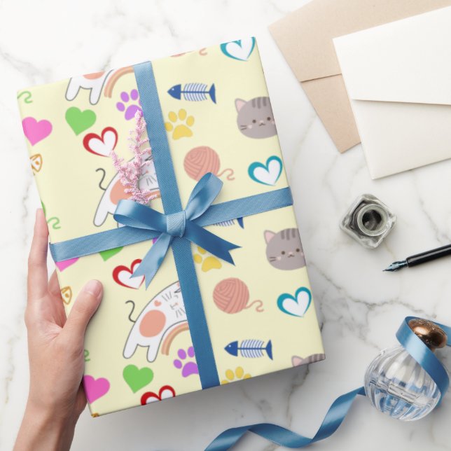Cute Cartoon  Kittens Pattern Gift Wrapping Paper (Gifting)