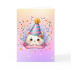 Cute Cartoon Kitty Cat Birthday Greeting Card
