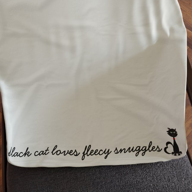 Cute Cartoon Kitty Cat Custom Cream Fleece Blanket (Black cats loves fleecy  snuggles and they'll love this blanket with their name on it (or yours))
