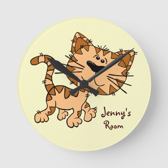 Cute Cartoon Kitty Cat Round Clock (Front)