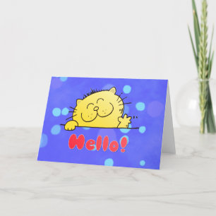 Cute Cartoon Kitty Hello Card