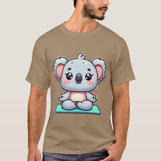 Cute Cartoon Koala in Yoga Pose friends T-Shirt (Front)
