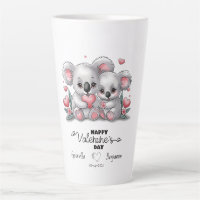Cute Cartoon Koala Lovers Hearts Valentine’s Day