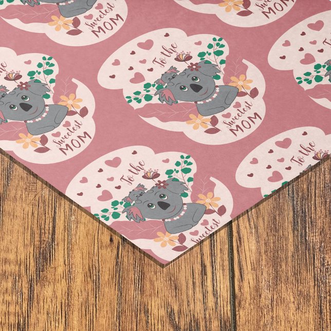Cute cartoon koala mum and baby pink tissue paper  (Creator Uploaded)