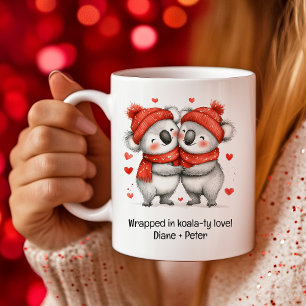 Cute cartoon Koalas Love Hearts Valentine Coffee Coffee Mug