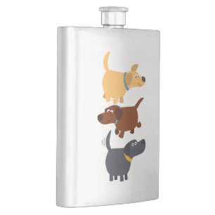 Cute Cartoon Labradors in 3 Flavours Classic Flask