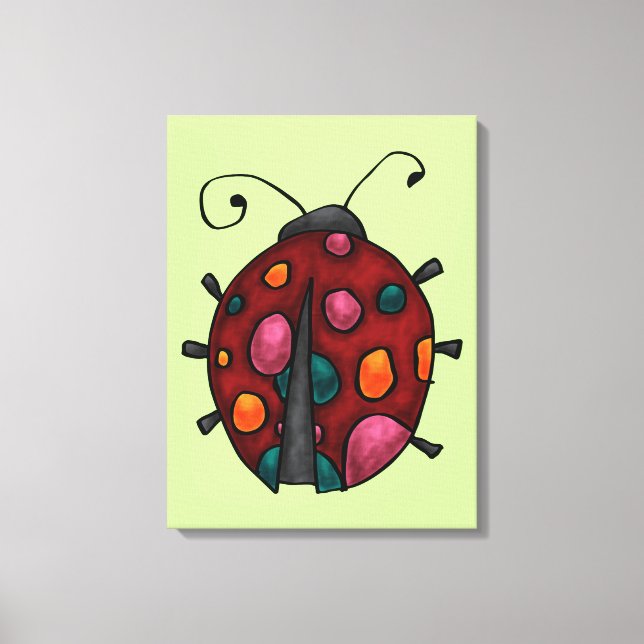 Cute Cartoon Ladybug Canvas Print (Front)