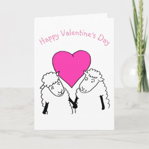 Cute Cartoon Lambs Valentine Card