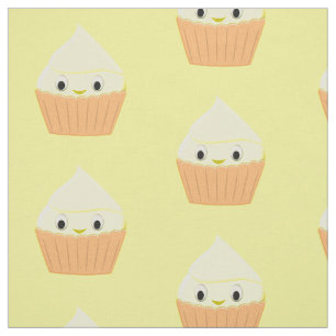 Cute Cartoon Lemon Cupcake Repeat Pattern  Fabric
