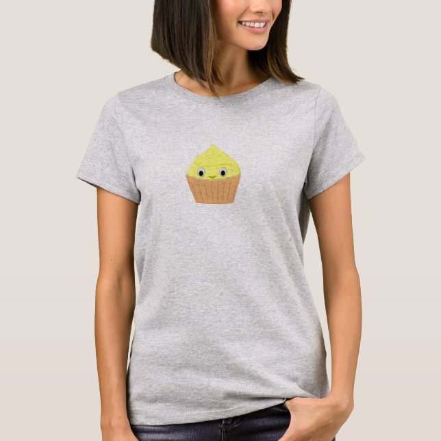 Cute Cartoon Lemon Cupcake T-Shirt (Front)