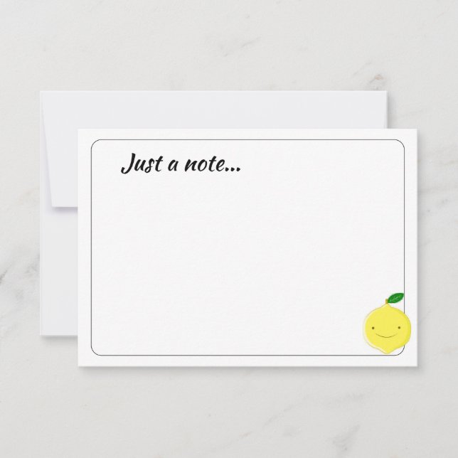Cute Cartoon Lemon Custom Just a Note Card (Front)