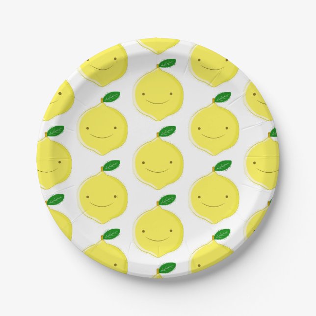 Cute Cartoon Lemon Pattern Paper Plate (Front)