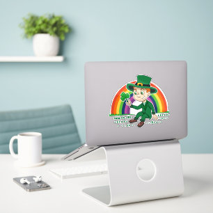 Cute cartoon leprechaun with shamrock and rainbow