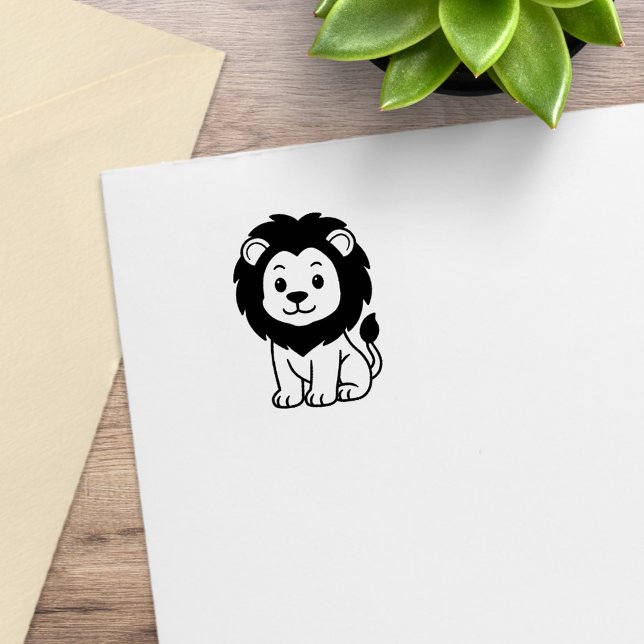 Cute Cartoon Lion 1x1 Rubber Stamp (Creator Uploaded)