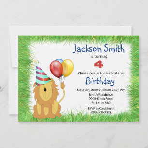 Cute Cartoon Lion Birthday Party for Boy Invitati Invitation