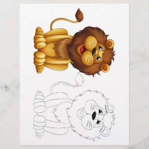 Cute Cartoon lion colouring page for kids