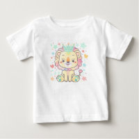 Cute Cartoon Lion Cub with Crown Baby T-Shirt