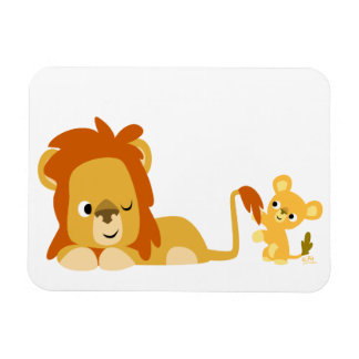 Cute Cartoon Lion Dad and Cub Flexible Magnet