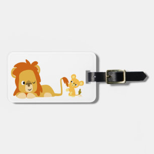 Cute Cartoon Lion Dad and Cub Luggage Tag
