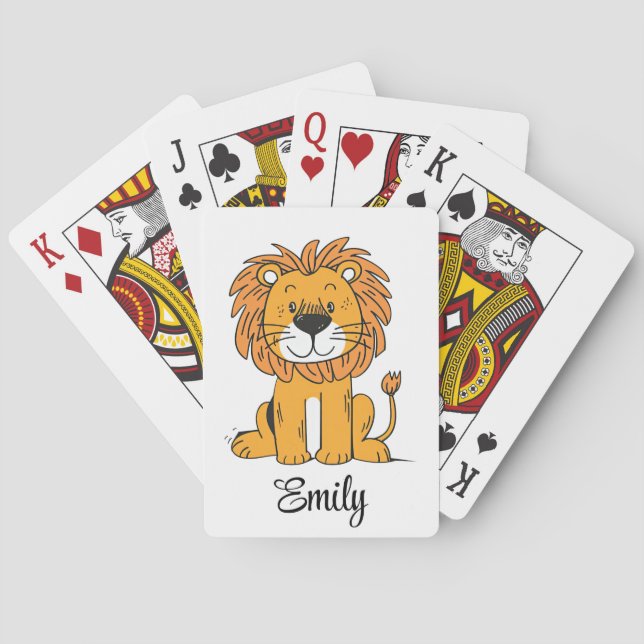 Cute cartoon lion decoration playing cards (Back)