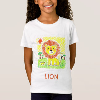 Cute Cartoon Lion - Kids Animal Art T-Shirt