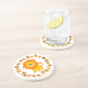 Cute Cartoon Lion Mandala Coaster