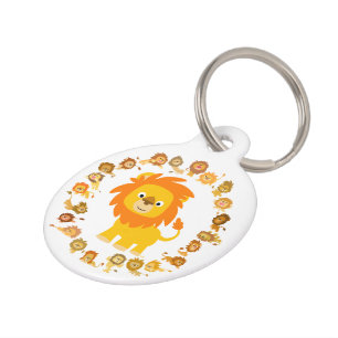 Cute Cartoon Lion Mandala Dog Tag