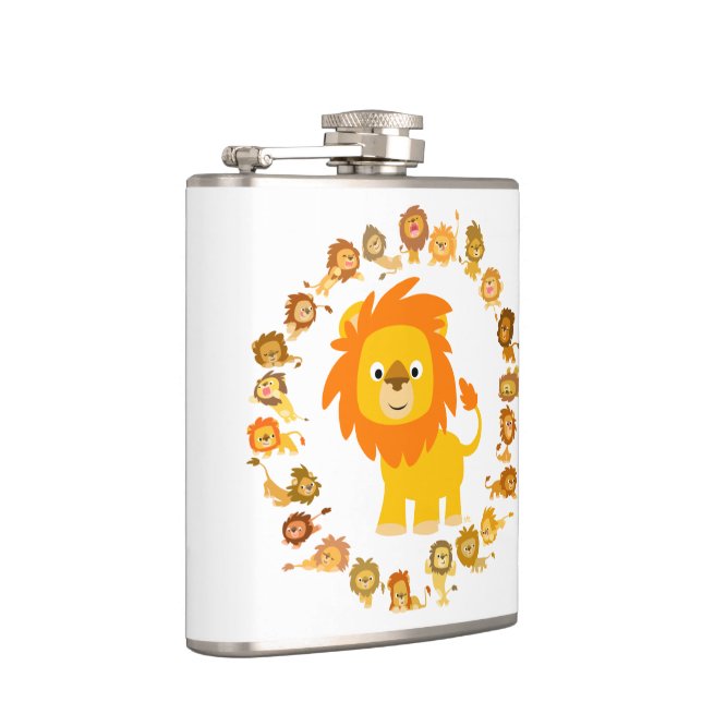 Cute Cartoon Lion Mandala Hip Flask (Right)