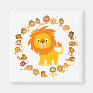 Cute Cartoon Lion Mandala Magnet