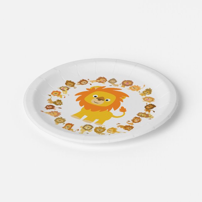 Cute Cartoon Lion Mandala Paper Plates (Angled)