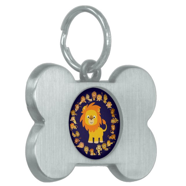 Cute Cartoon Lion Mandala Pet Tag (Front Left)