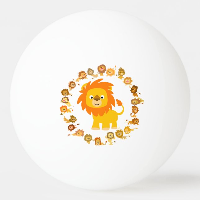 Cute Cartoon Lion Mandala Ping Pong Ball (Front)