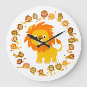 Cute Cartoon Lion Mandala Wall Clock