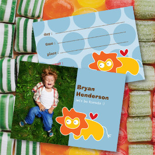 Cute Cartoon Lion Photo Kid's Play Date Card