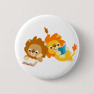 Cute Cartoon Lion Readers Button Badge