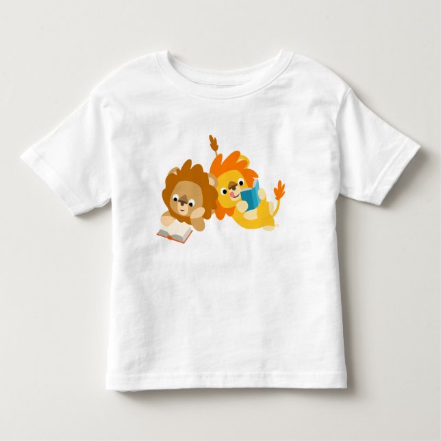 Cute Cartoon Lion Readers  children T-shirt (Front)
