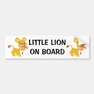 Cute Cartoon Lioness Carrying Her Cub Bumper Sticker