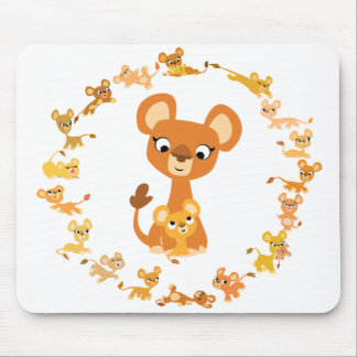 Cute Cartoon Lionesses Mandala Mousepad