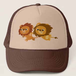 Cute Cartoon Lions in a Hurry Hat