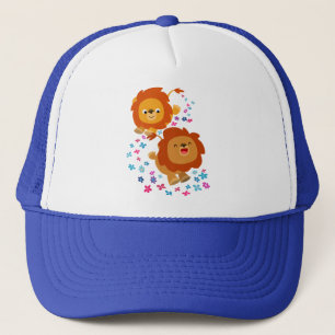 Cute Cartoon Lions In The Garden Hat
