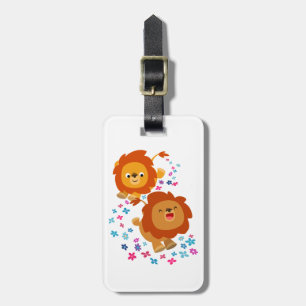 Cute Cartoon Lions In The Garden Luggage Tag