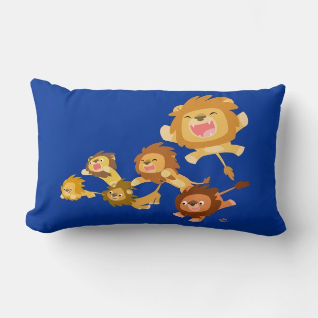 Cute Cartoon Lions' Parade Pillow (Front)