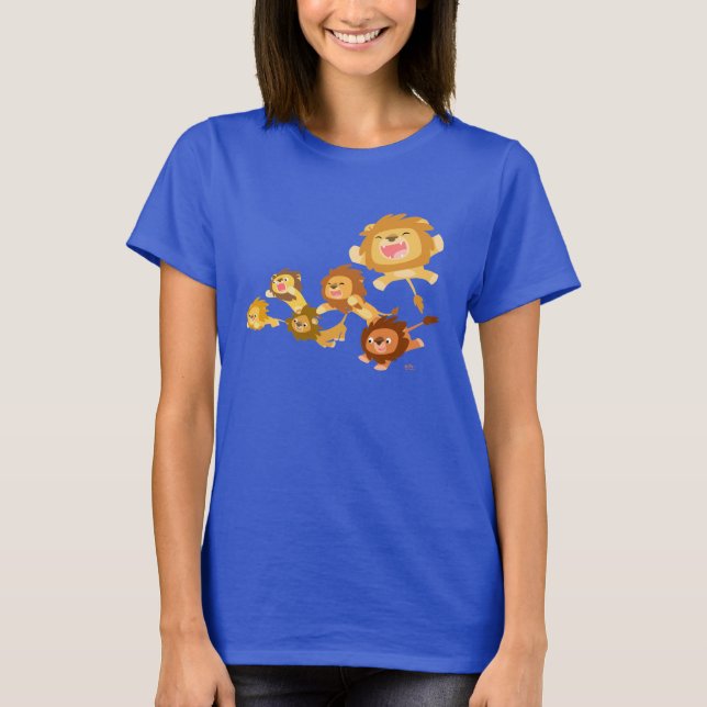 Cute Cartoon Lions' Parade Women T-shirt (Front)