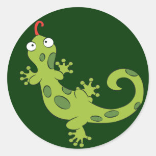 cute cartoon lizard classic round sticker