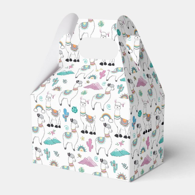 Cute Cartoon Llama Pattern Favour Box (Front Side)