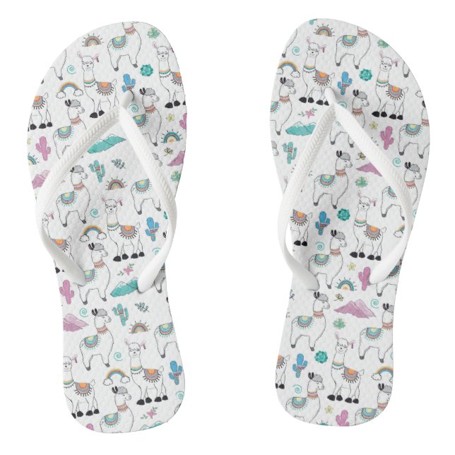 Cute Cartoon Llama Pattern Jandals (Footbed)