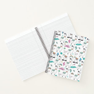Cute Cartoon Llama Pattern Notebook