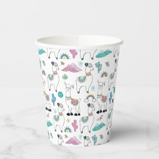 Cute Cartoon Llama Pattern Paper Cups (Left)