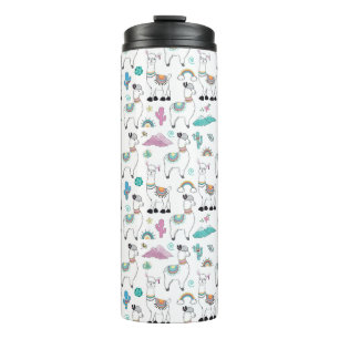 Cute Cartoon Llama Pattern Thermal Tumbler