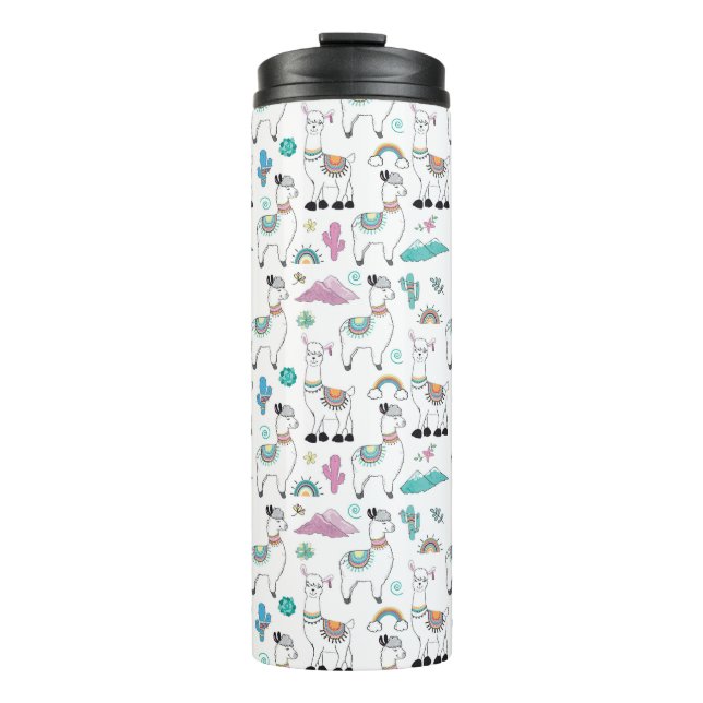 Cute Cartoon Llama Pattern Thermal Tumbler (Front)